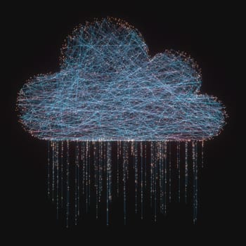 3D illustration. Image concept of cloud computing. Connections between points forming a cloud.
