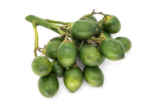 Betel nut on a white background,fruit of betel nut palm