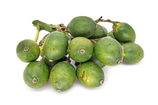 Betel nut on a white background,fruit of betel nut palm