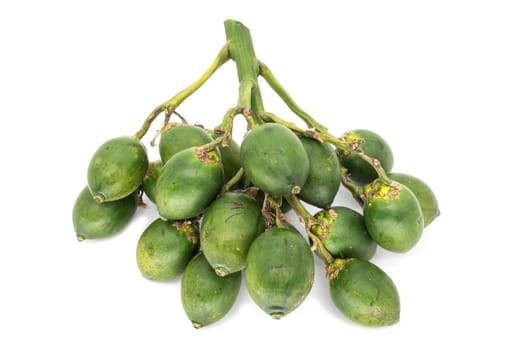 Betel nut on a white background,fruit of betel nut palm