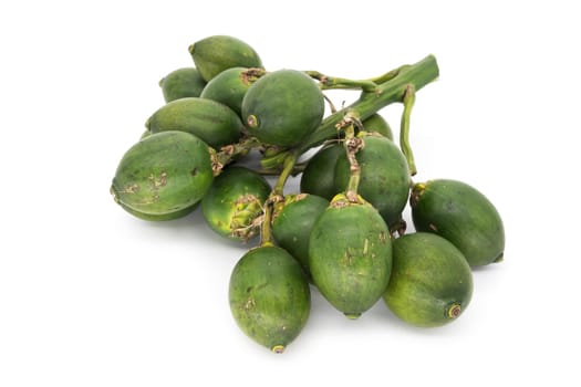 Betel nut on a white background,fruit of betel nut palm