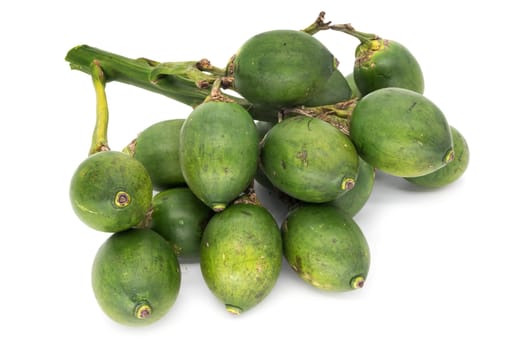 Betel nut on a white background,fruit of betel nut palm