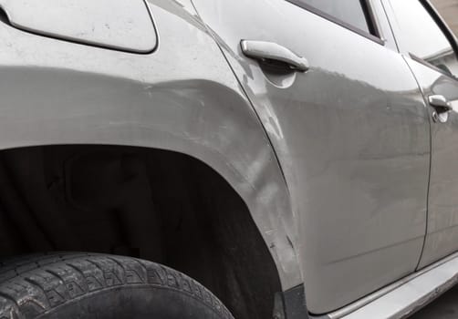 Dents on the car caused by the accident