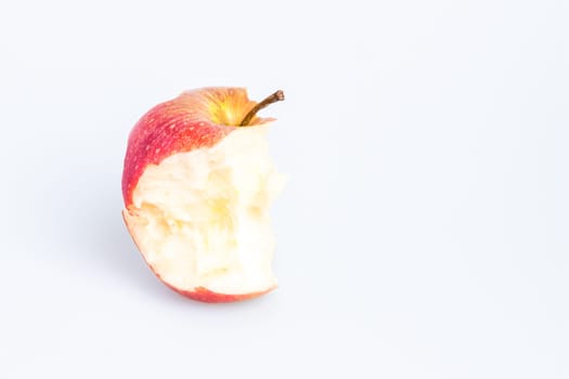 Red Delicious Apple on White Background. Bitten apple.