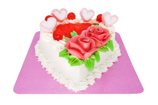 Heart-shaped cake,isolated with circumcision path on a white background