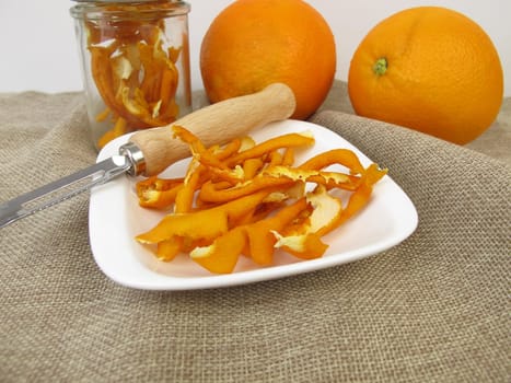 Dried orange peels of organic oranges