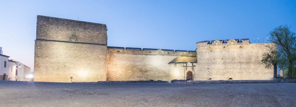 Sabiote village castle at dusk, Jaen, Spain
