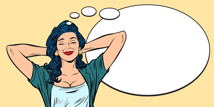 woman dreams, comic bubble background. Pop art retro vector illustration comic cartoon vintage kitsch drawing