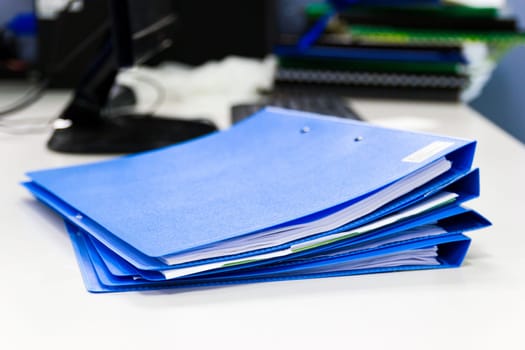 file folder and Stack of business report paper file on desk in office, business concept.