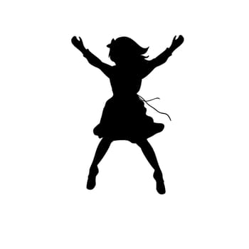 Silhouette happy girl jump up. Vector illustration