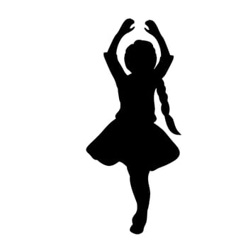 Silhouette girl with hands up. Vector illustration