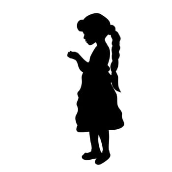 Silhouette girl holding in hands. Vector illustration