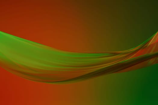 Smooth elegant transparent green cloth isolated or separated on green colored studio background. Texture of flying fabric.