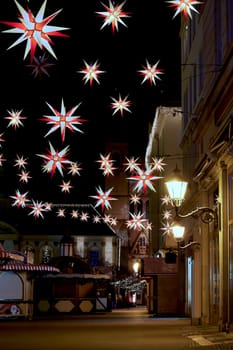 Christmas market on the old market in Magdeburg at night
