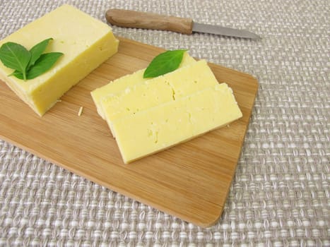 Cheddar cheese in slices