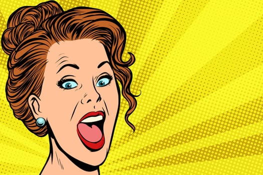 joyful woman face. Pop art retro vector illustration comic cartoon vintage kitsch