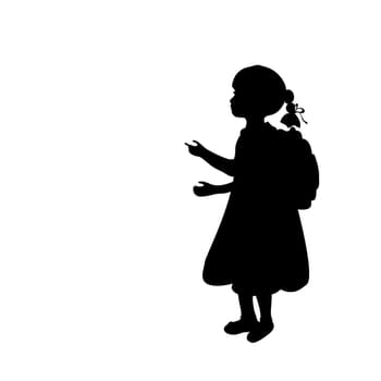 Silhouette girl school bag knowledge day. Vector illustration