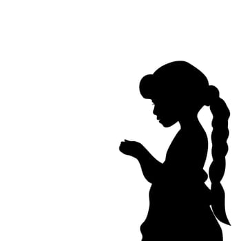Silhouette girl holding hands presentation. Vector illustration