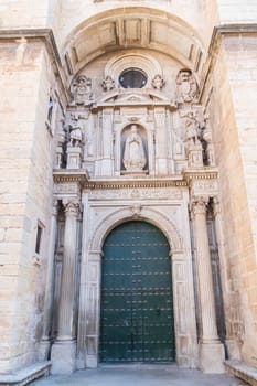 Jaen Assumption catheral frontal facade entrance, Spain