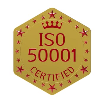 ISO 50001 standard, energy management system, 3D render, isolated on white
