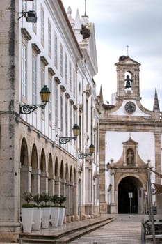 historical downtown in garden Manuel Bivar of Faro city, Portugal.