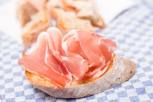 Traditional portuguese dry cured ham with Alentejo bread.