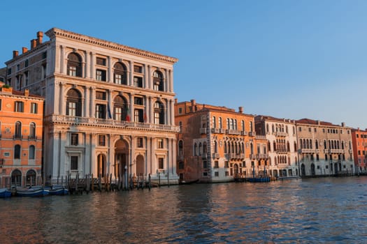 Grand Canal, old buildings, Venice, Italy, Europe. Water street, historic houses. Traditional italian tenements on channel in Venice. Famous travel destination, landmark. Romantic venetian landscape