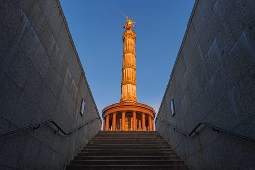 Victory Column, Goldelse, Berlin Germany, Europe. Siegessaule monument, golden angel in Tiergarten park. Siegessaeule, Golden Lizzy. Popular landmark, famous travel destination of Berlin, Germany