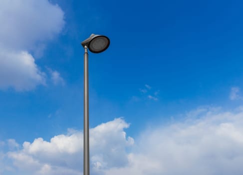 Led lamp for road with blue sky and cloud background