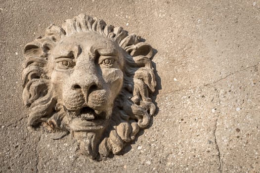 The lion of Venice, a sculptured engraving on a wall. It can be used as background. Space for text.
