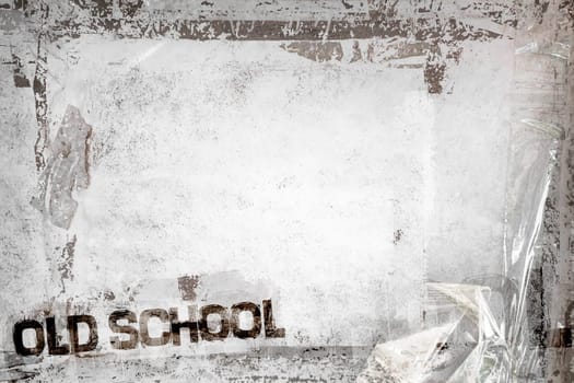 OLD SCHOOL theme. Background with old marking tapes. Grungy  frame and remains of scotch tape and cellophane. Fully editable. It can be used as a food menu, poster, wallpaper, design t-shirts and more.