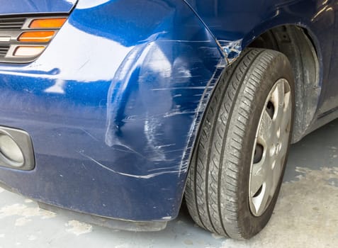 Damaged part of the car in the event of a tamponage or car accident.