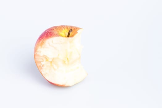 Red Delicious Apple on White Background. Bitten apple.