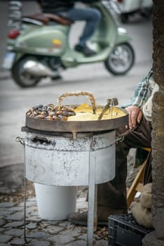 Roasted chestnuts sold on the streets of Rome