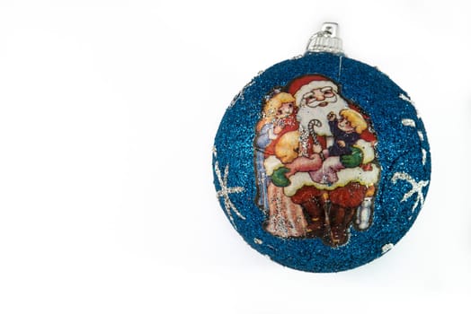 Blue ball with santa claus on it