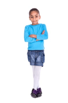 Young girl posing isolated in white