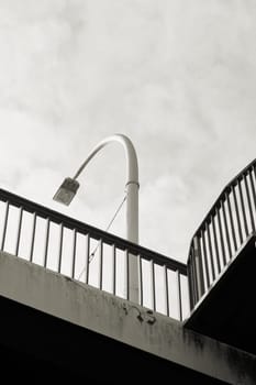Street lamp on a bridge in the city center of Magdeburg in Germany