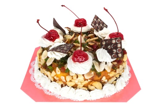 Cake isolated,close-up of sweets on a white background
