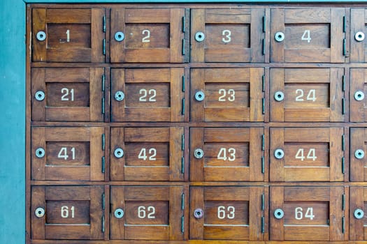 Old wooden Post Box with numbers