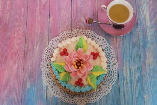 Cake on gradient color background