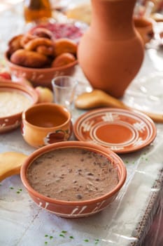 table with traditional old slavonic food