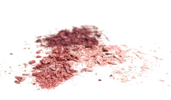 Close up of eye shadow on a white table, make up or fashion concept