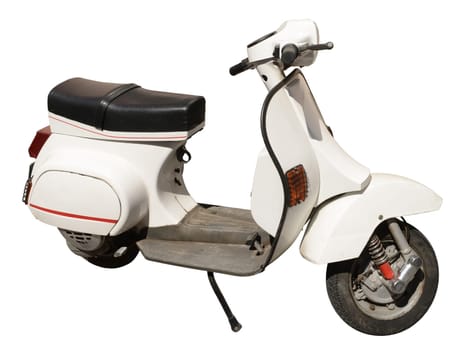 Classic white motor scooter isolated on white.