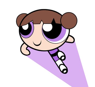 Bunny flying the powerpuff girls illustration purple