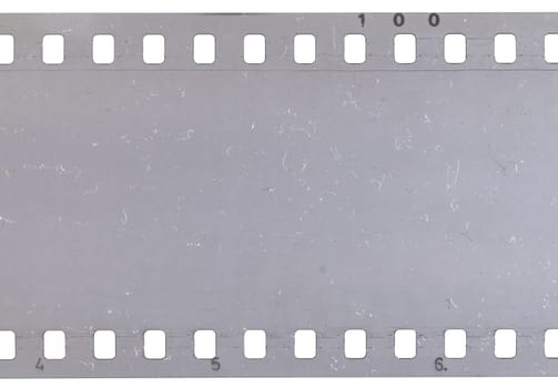Strip of old celluloid film on white background