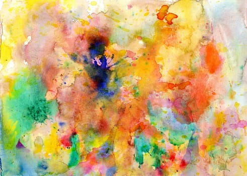Splatters, splinter, blotches, blots and blobs of paint on paper