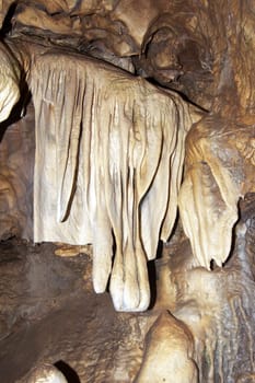 Bizarre stalactite formation in karst cave