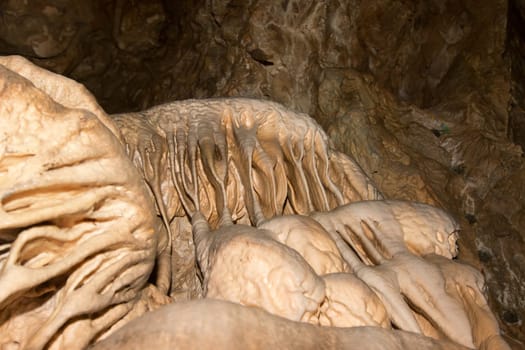 Bizarre stalactite formation in the karst cave