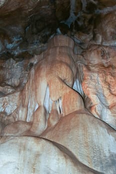 Bizarre stalactite formation in karst cave