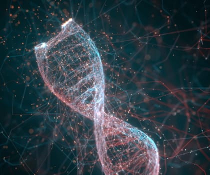3D illustration. Colorful DNA molecule. Concept image of a structure of the genetic code.